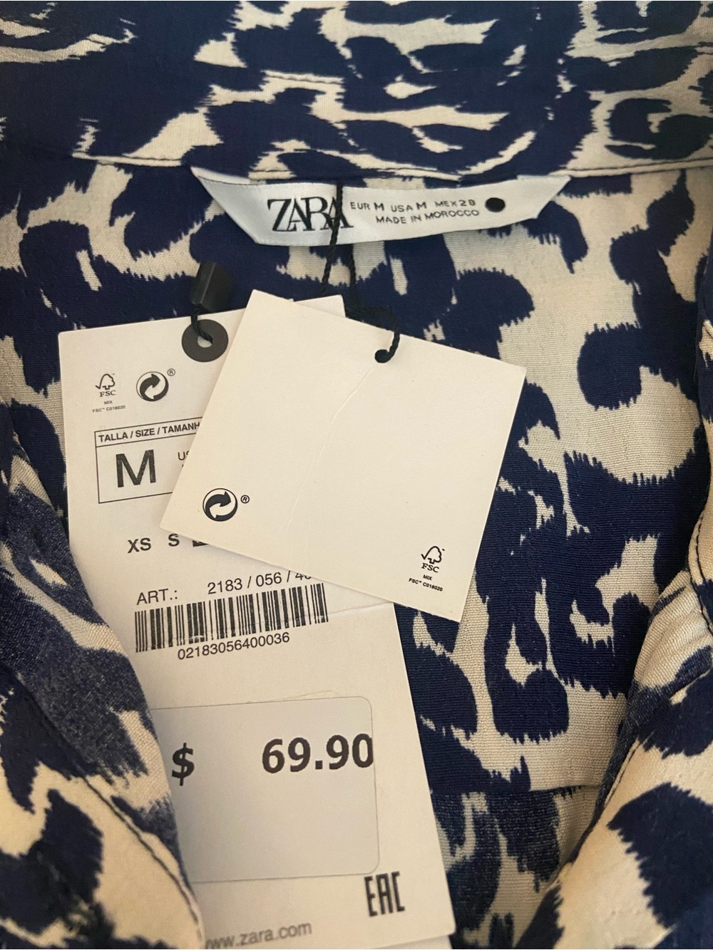 NWT ZARA PRINTED LONG SLEEVE MAXI DRESS SIZE MEDIUM - Picture 9 of 9